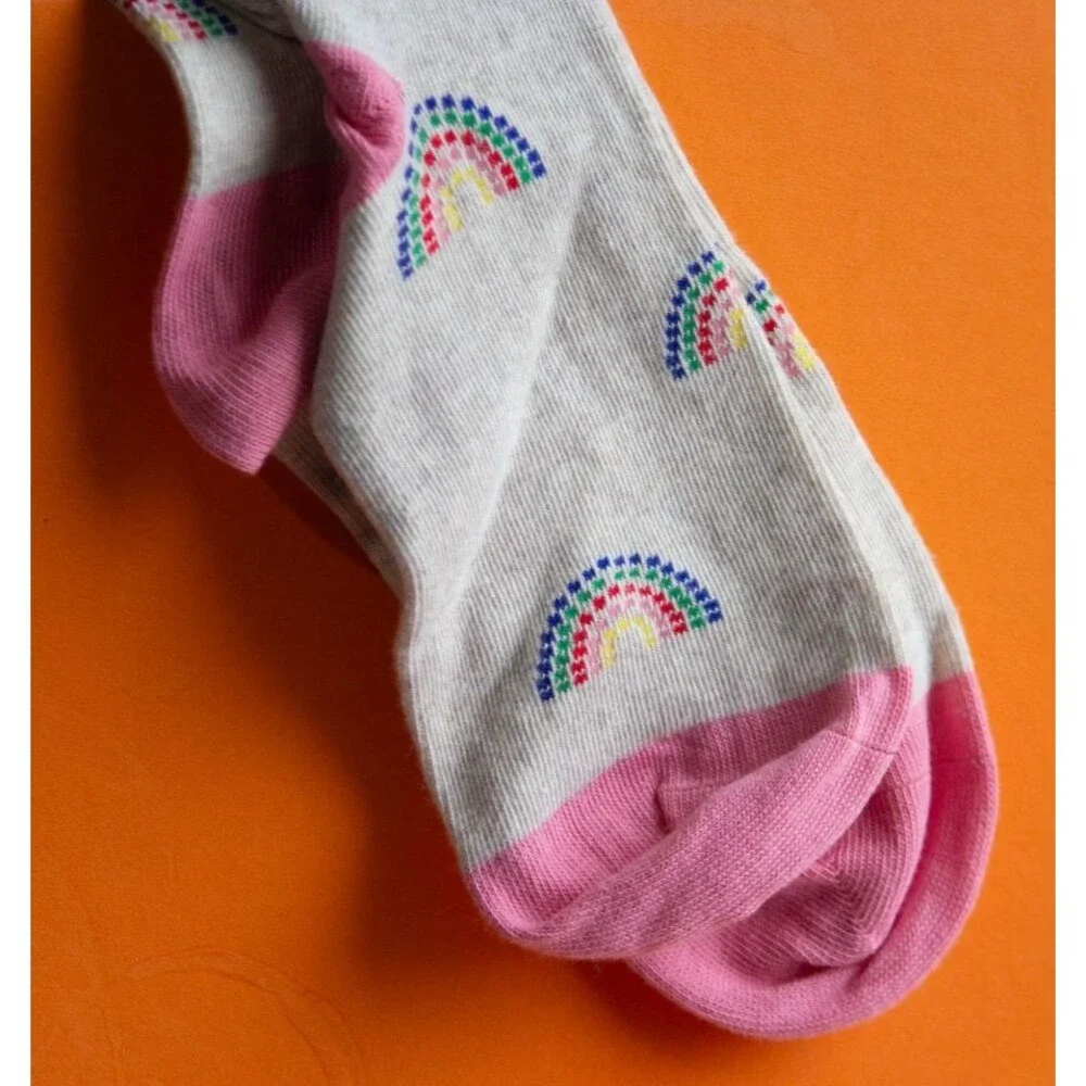 NWT Boden Kids Patterned Tights Oatmeal Marl Rainbow Size 9-10 C0638
